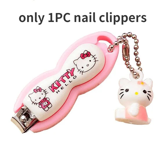 Conjunto de 7 tesouras de unha Hello Kitty, tesouras de unha de aço inoxidável, ferramentas profissionais.