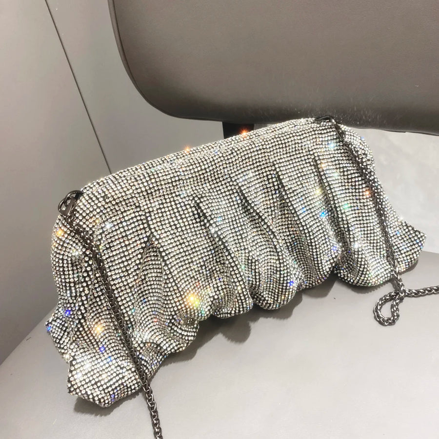 Bolsa de Festa Feita à Mão com Pregas, Alta Qualidade e Design Luxuoso, Ideal para Casamentos e Eventos Elegantes