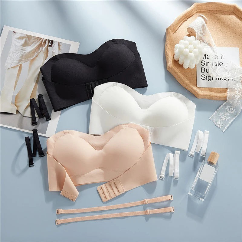 Sutiã sem alças feminino sem costura, respirável e sem fio, sutiãs sexy lingerie feminina invisível