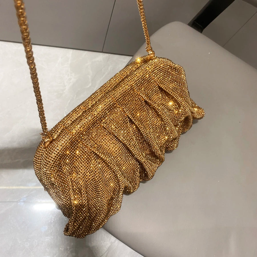 Bolsa de Festa Feita à Mão com Pregas, Alta Qualidade e Design Luxuoso, Ideal para Casamentos e Eventos Elegantes