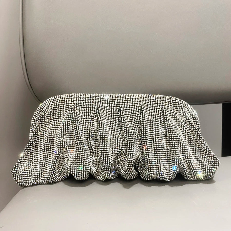 Bolsa de Festa Feita à Mão com Pregas, Alta Qualidade e Design Luxuoso, Ideal para Casamentos e Eventos Elegantes