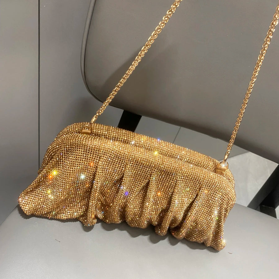 Bolsa de Festa Feita à Mão com Pregas, Alta Qualidade e Design Luxuoso, Ideal para Casamentos e Eventos Elegantes