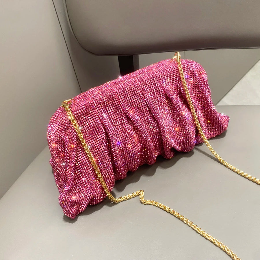 Bolsa de Festa Feita à Mão com Pregas, Alta Qualidade e Design Luxuoso, Ideal para Casamentos e Eventos Elegantes