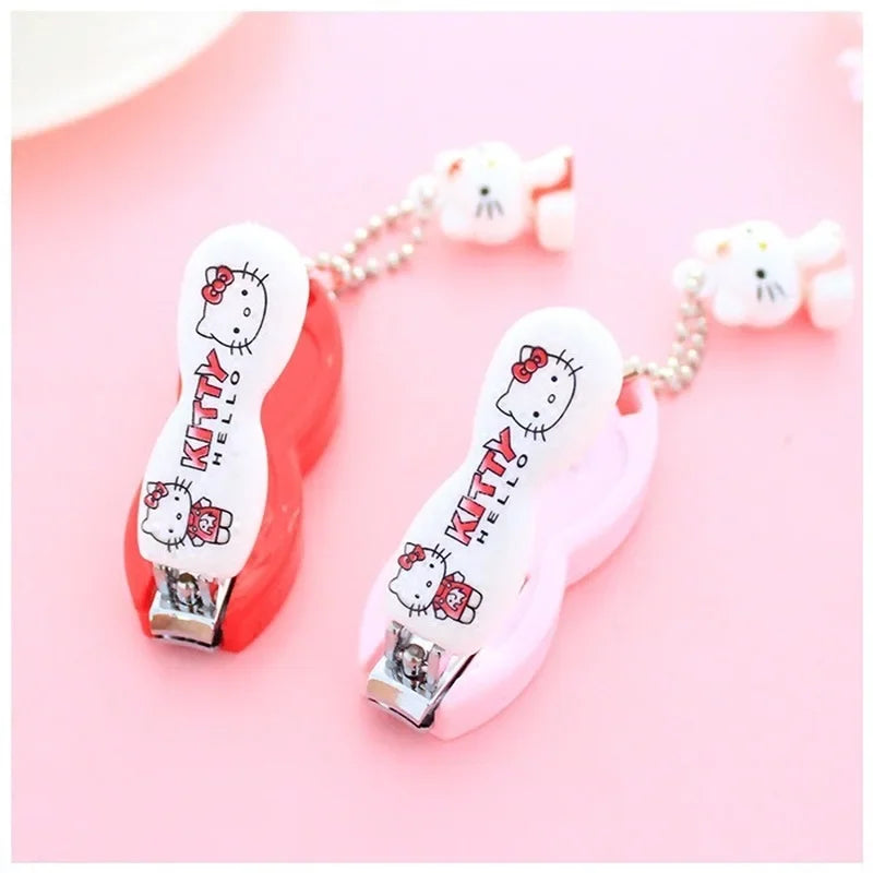 Conjunto de 7 tesouras de unha Hello Kitty, tesouras de unha de aço inoxidável, ferramentas profissionais.