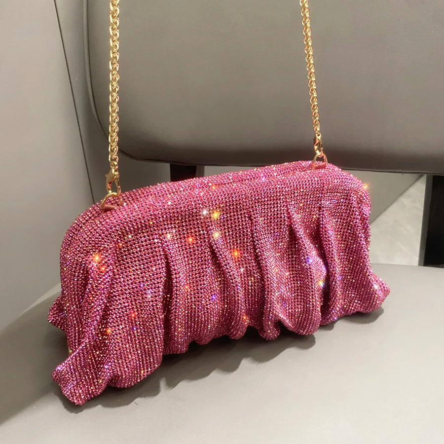 Bolsa de Festa Feita à Mão com Pregas, Alta Qualidade e Design Luxuoso, Ideal para Casamentos e Eventos Elegantes