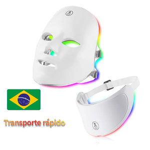 Máquina de beleza para rosto e pescoço em LED, mascara massageadora para cuidado com a sua pele