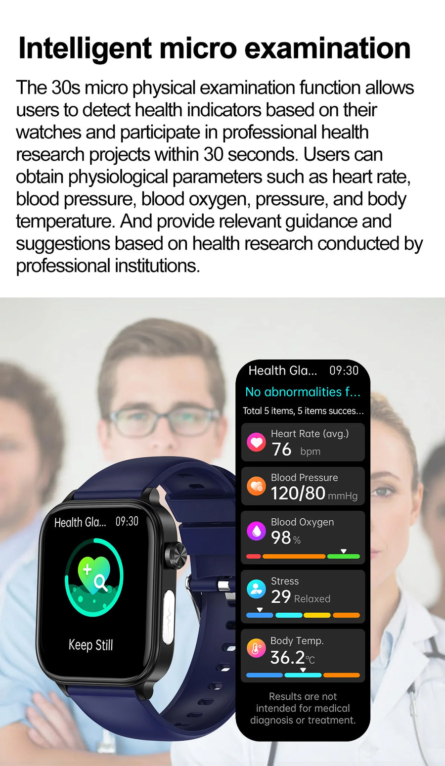 Smartwatch Médico com IA 2024 – Diagnóstico de Saúde com Monitoramento de Lípides, Ácido Úrico, Glicose, ECG+PPG, Chamadas por Bluetooth e Assistente de Voz.