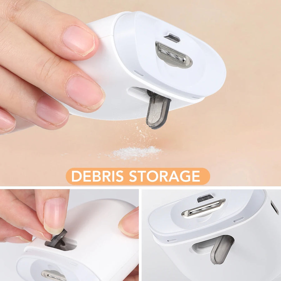 Cortador e lixa de unhas elétrico com luz, aparador automático de unhas, carregamento USB.