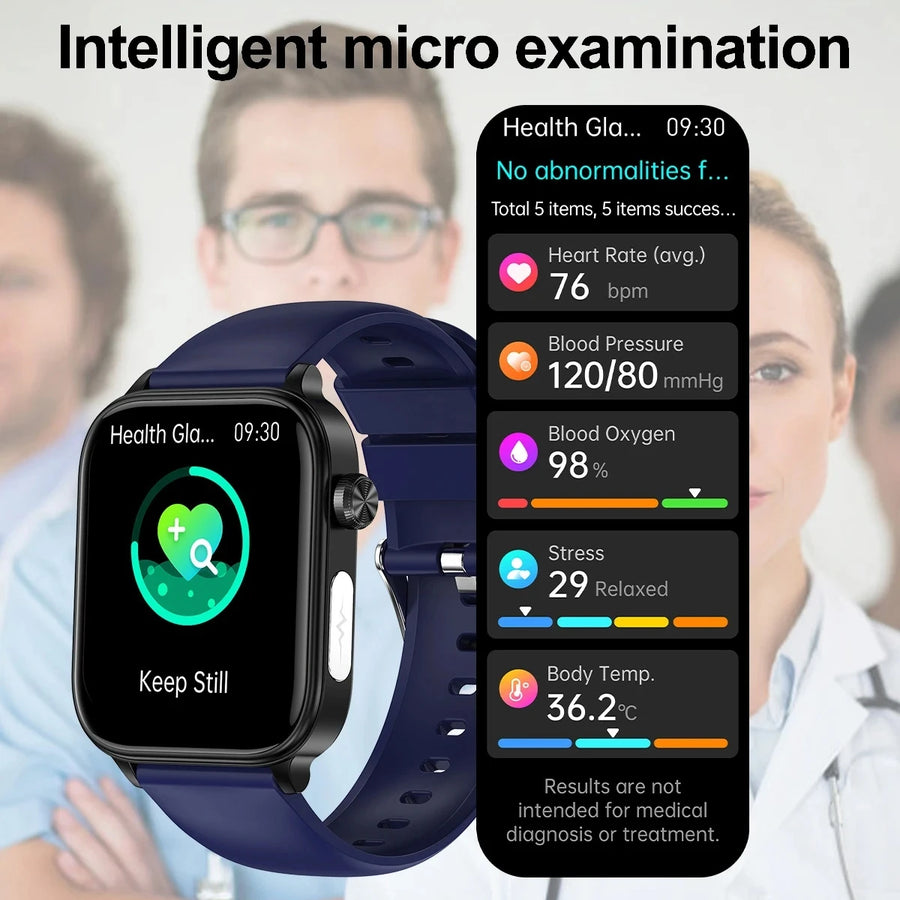 Smartwatch Médico com IA 2024 – Diagnóstico de Saúde com Monitoramento de Lípides, Ácido Úrico, Glicose, ECG+PPG, Chamadas por Bluetooth e Assistente de Voz.