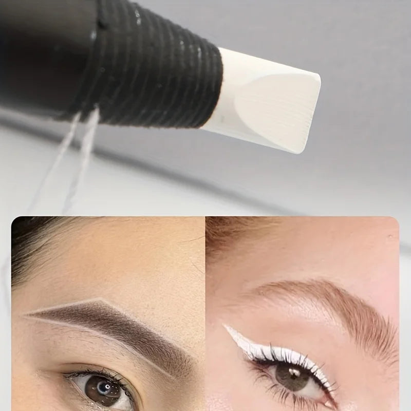 Lápis de microblading de linha branca para maquiadores, posicionamento de sobrancelhas, cabeça de pincel, estêncil, à prova d'água