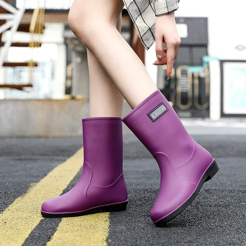 Botas de chuva femininas, fashion para qualquer época do ano, impermeável e antiderrapante de borracha e por dentro é forrada.