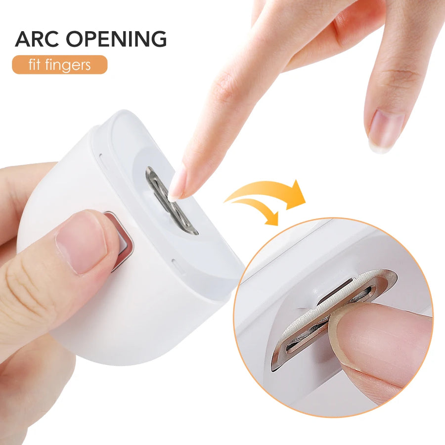 Cortador e lixa de unhas elétrico com luz, aparador automático de unhas, carregamento USB.